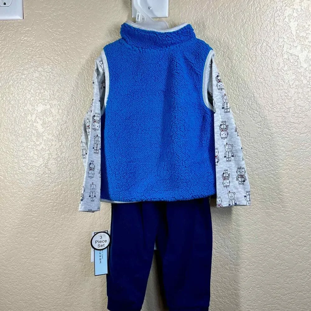 Wee Play Boy blue 3 piece Set  size 24 months  warm cozy play